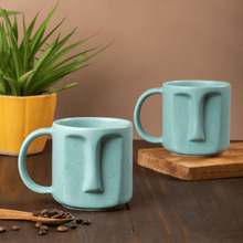 Expression Face-Shaped Ceramic Coffee Mug Set of 2 - (400ml Each)