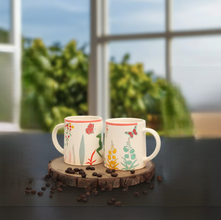 Printed Green Deer Coffee Mug Set (300ml Each)