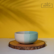 Tritone Green Ceramic Bowl set of 2 (500ml Each) & Peripheral Green Coffee Mug Set of 2 Combo