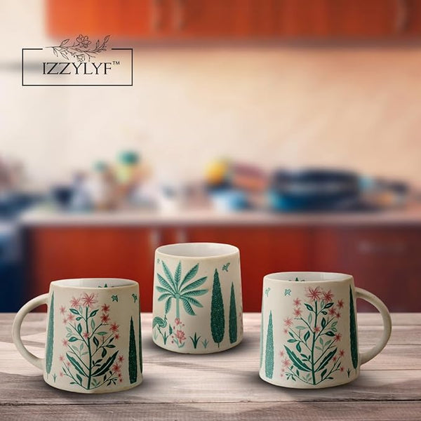 Printed Teal Green Peacock Coffee Mug Set of 2 (300ml Each)