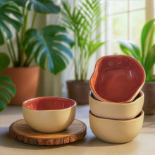 Rustic Charm Ceramic Bowls Set of 2 & Italian Red Ceramic Coffee Mug Set of 2 Combo