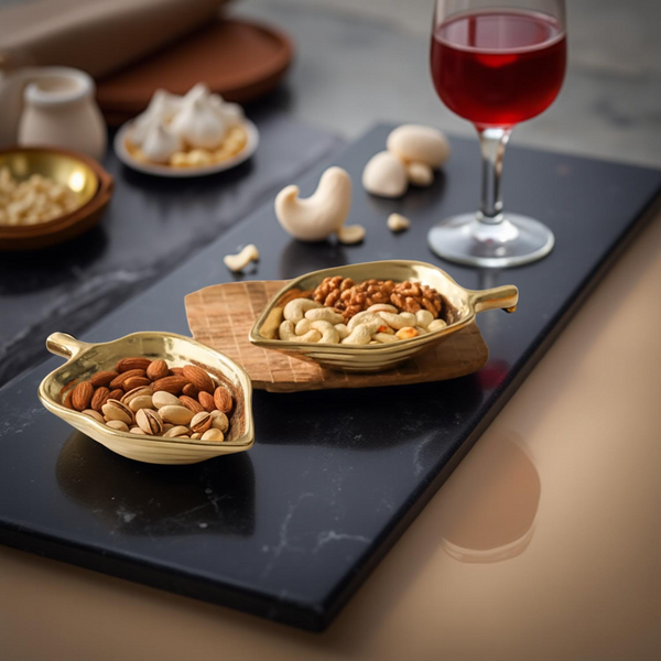 Golden Leaf Design Ceramic Platter