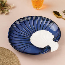 Blue Sea Shell’ Ceramic Platter with Dip Bowl by IZZYLYF