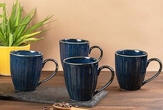 Sea Shell Platter Combo: 1pc Platter/Dip Bowl + 2pc Glam Blue Coffee Mugs