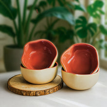 Rustic Charm Ceramic Bowls Set of 2 & Italian Red Ceramic Coffee Mug Set of 2 Combo