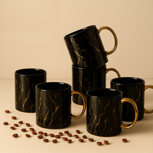Black Golden Pipe Coffee Mug Set (370ml Each)