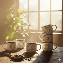 Clock Printed White  Tea Cup Set of 6 (200ml Each)