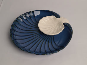 Blue Sea Shell’ Ceramic Platter with Dip Bowl by IZZYLYF