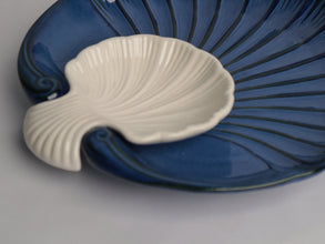 Blue Sea Shell’ Ceramic Platter with Dip Bowl by IZZYLYF