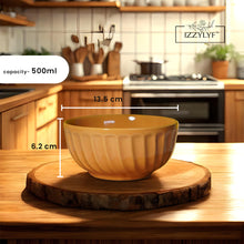 IZZYLYF Wave Yellow Ceramic Bowl(500ml Each)