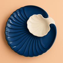 Blue Sea Shell’ Ceramic Platter with Dip Bowl by IZZYLYF