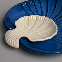 Blue Sea Shell’ Ceramic Platter with Dip Bowl by IZZYLYF
